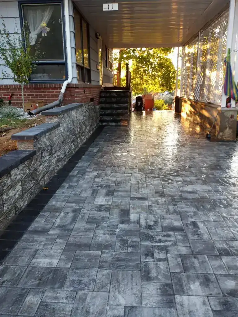 Covered paver patio after